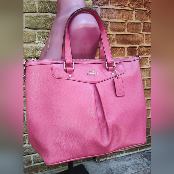 Coach cross Grain pinkLeather Pleated Tote Shoulder bag